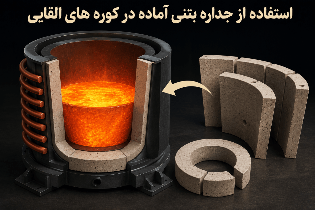 استفاده از جداره بتنی آماده در کوره های القایی