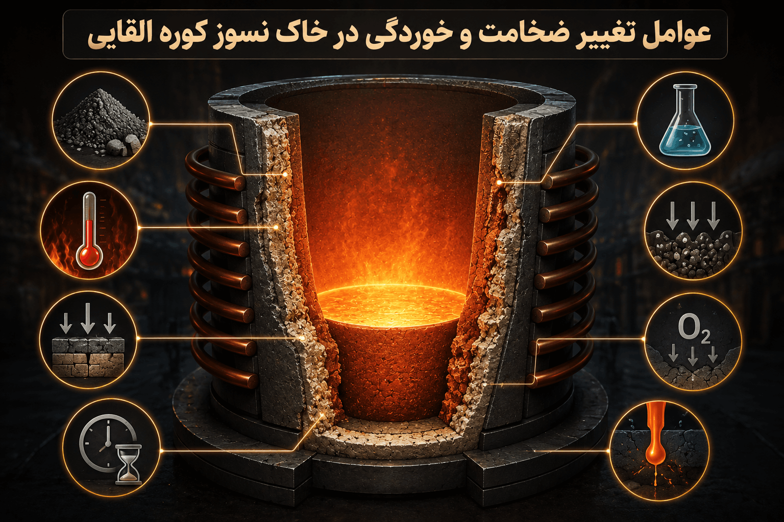 عوامل تغییر ضخامت و خوردگی در خاک نسوز کوره القایی